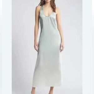 Nordstrom Open Edit Ombre Racerback Satin Maxi Dress Light Blue Size Medium